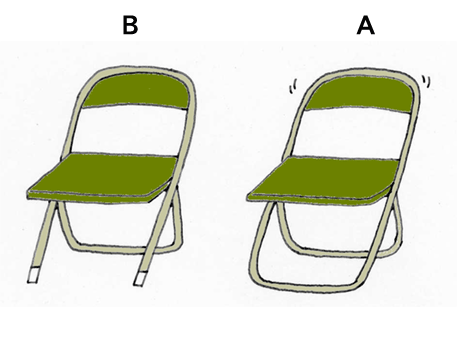 パイプ椅子 ＢとＡどちらが倒れやすいでしょう